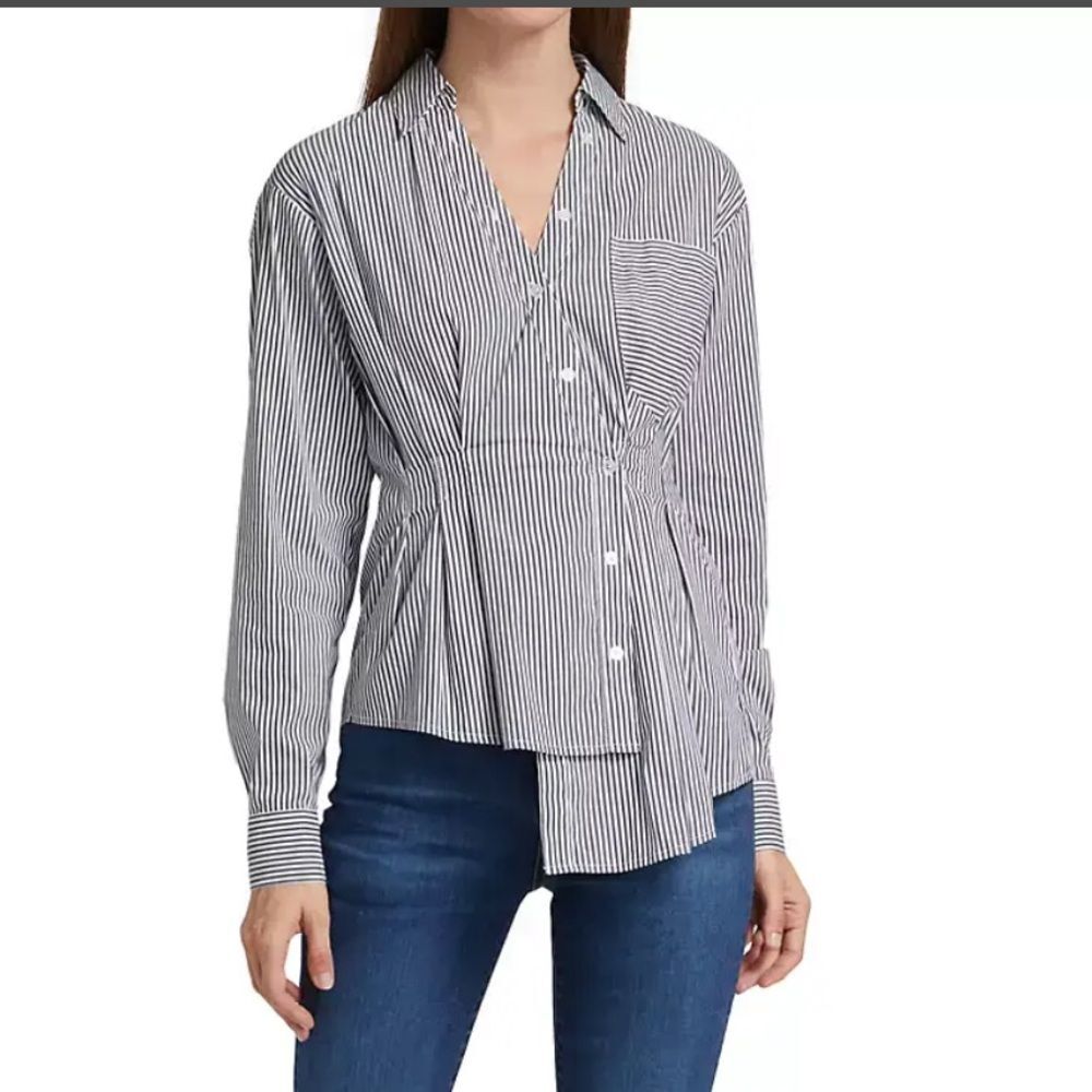 Veronica Beard Rosamund Shirt Button Down Size 2 Collared Pin Stripe